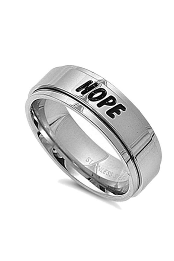 Men Women 8MM Stainless Steel FAITH HOPE LOVE Spinner Ring Wedding Band (Size 8 to 13)