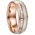 thumbnail image 1 of Men /Women 8mm Rose Gold Tungsten Carbide Ring inlaid Antlers and Meteorite Rings for Men Comfort Fit Size 7-12, 1 of 4