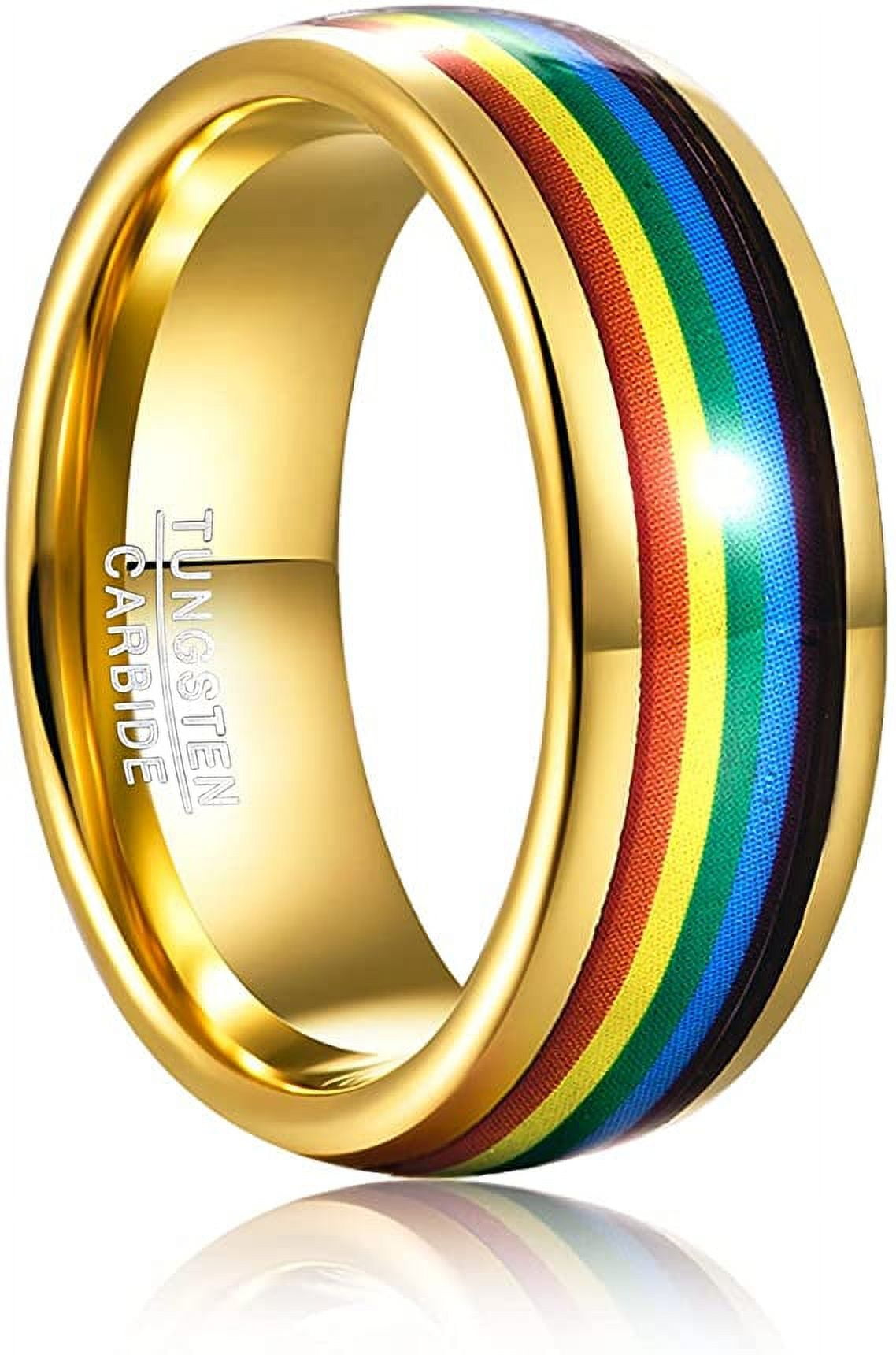 Men /Women 8mm Tungsten Carbide Rings for Gold Wedding Bands Rainbow