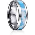 thumbnail image 1 of Men /Women 8mm Tungsten Rings Artificial Stone Inlay Wedding Bands Eternity Engagement Ring Beveled Edges Comfort Perfect Gift Fit Size 7-12, 1 of 5