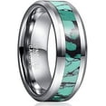 thumbnail image 1 of Men /Women 8mm Tungsten Wedding Rings Turquoise Inlay Engagement Anniversary Band Rings Comfort Fit Size 7-12, 1 of 5