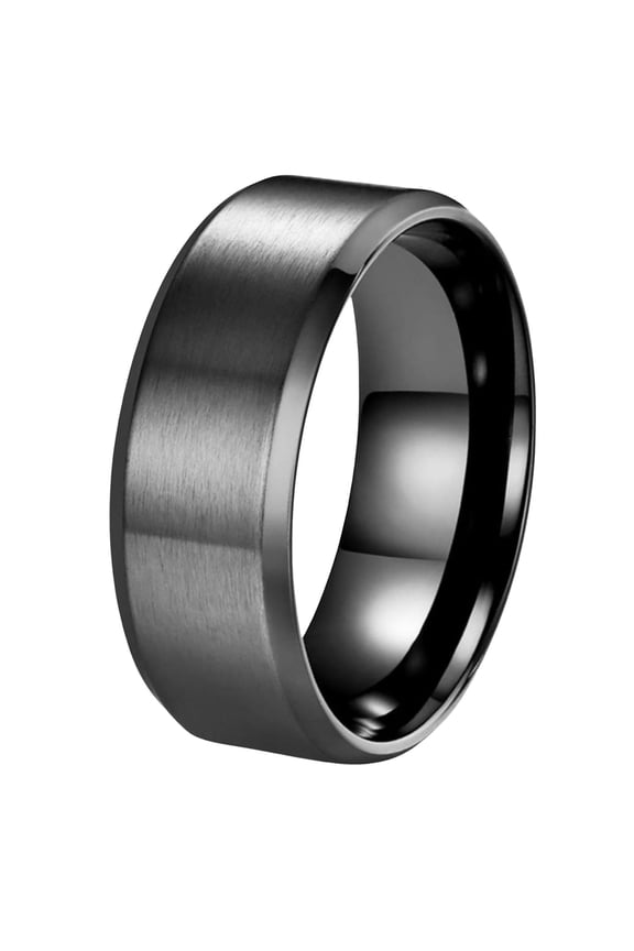 Men Women 8mm Wide Titanium Stainless Steel Simple Wedding Engagement Matte Finish Black Band Promise Ring