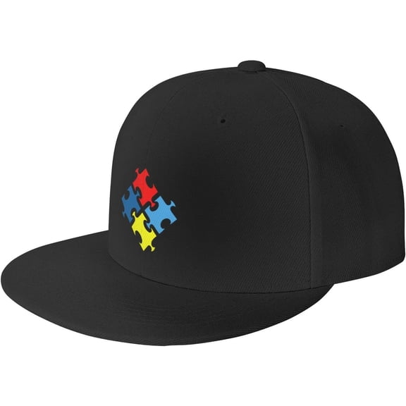 Men Women Adjustable Baseball Caps, Autism Symbol Unisex Plain Hats Vintage Trucker Dad Cap Black
