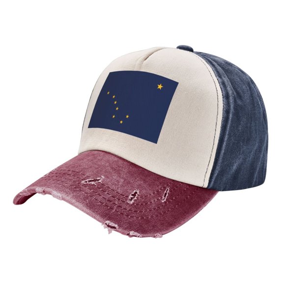 Men Women Alaska Flag Distressed Twill Cotton Baseball Cap Vintage Adjustable Dad Hat
