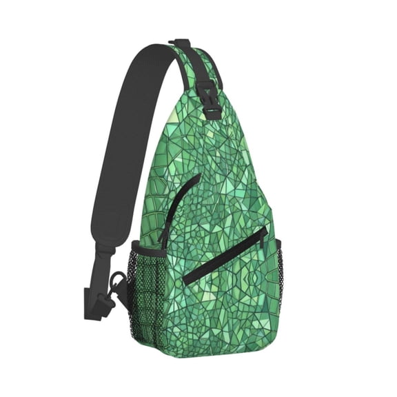 Men Women Alligator Skin Green Texture Pattern Sling Crossbody Chest Bag Backpack with Convertible Shoulder Strap