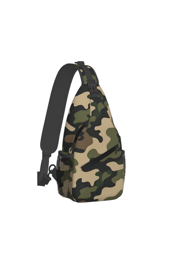 Men Women America Army Camouflage Sling Crossbody Chest Bag Backpack with Convertible Shoulder Strap