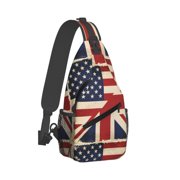 Men Women America British Flag Sling Crossbody Chest Bag Backpack with Convertible Shoulder Strap