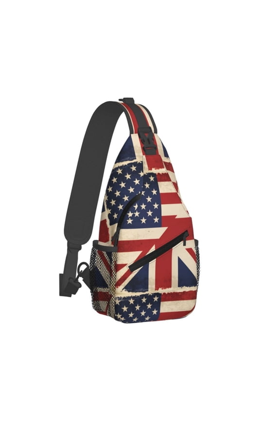 Men Women America British Flag Sling Crossbody Chest Bag Backpack with Convertible Shoulder Strap