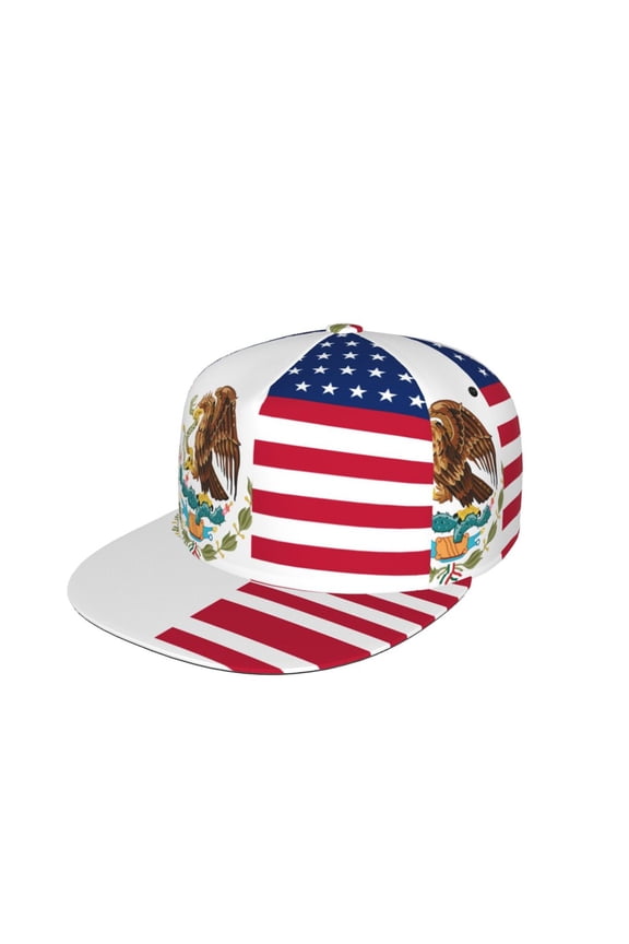 Men Women America Mexican Flag Flat Bill Hip Hop Visor Snapback Hat Adjustable Baseball Cap