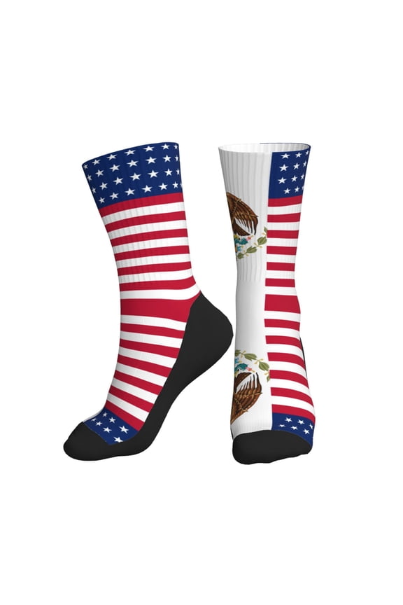 Men Women America Mexican Flag Novelty Sports Design Casual Dress Socks