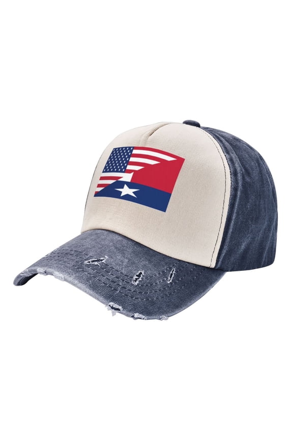 Men Women America Texas Flag Pattern Distressed Twill Cotton Baseball Cap Vintage Adjustable Dad Hat