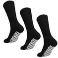 thumbnail image 1 of Men Women Anti Slip Grip Non Skid Crew Cotton Diabetic Socks For Home Hospital 3-pack Black 9-11, 1 of 7