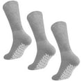 thumbnail image 1 of Men Women Anti Slip Grip Non Skid Crew Cotton Diabetic Socks For Home Hospital 3-pack Gray 13-15, 1 of 7