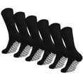 thumbnail image 1 of Men Women Anti Slip Grip Non Skid Crew Cotton Diabetic Socks For Home Hospital 6-pack Black 10-13, 1 of 7