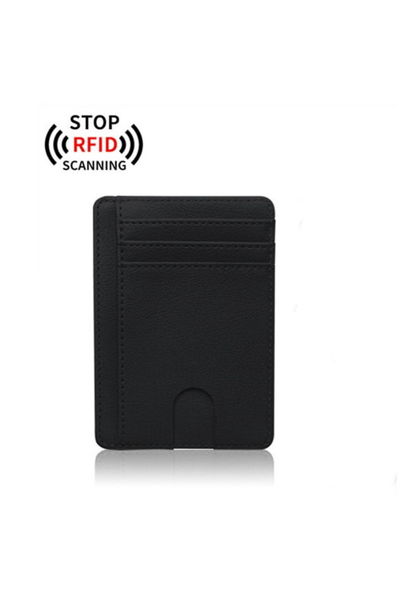 Men Women Anti-scan Leather Slim ID Credit Card Holder RFID Blocking Thin Small Wallet