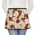 thumbnail image 1 of Men Women Aprons with Pockets Work Waist Apron White Flowers on Red Half Apron, 1 of 6