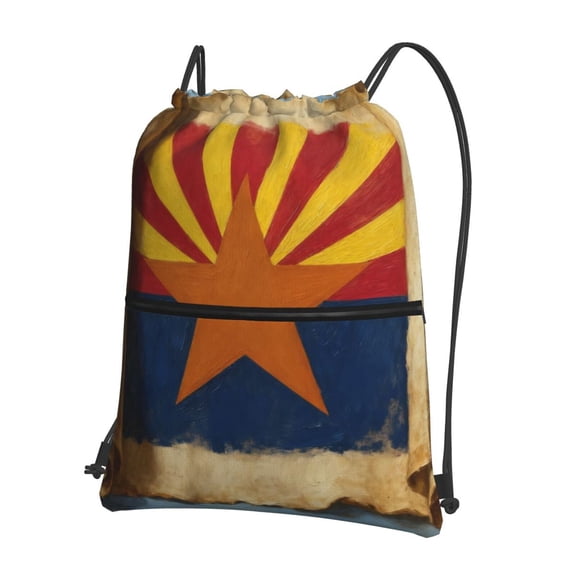Men Women Arizona Flag Logo Sport Gym Water Resistant Sackpack Drawstring Backpack Bag