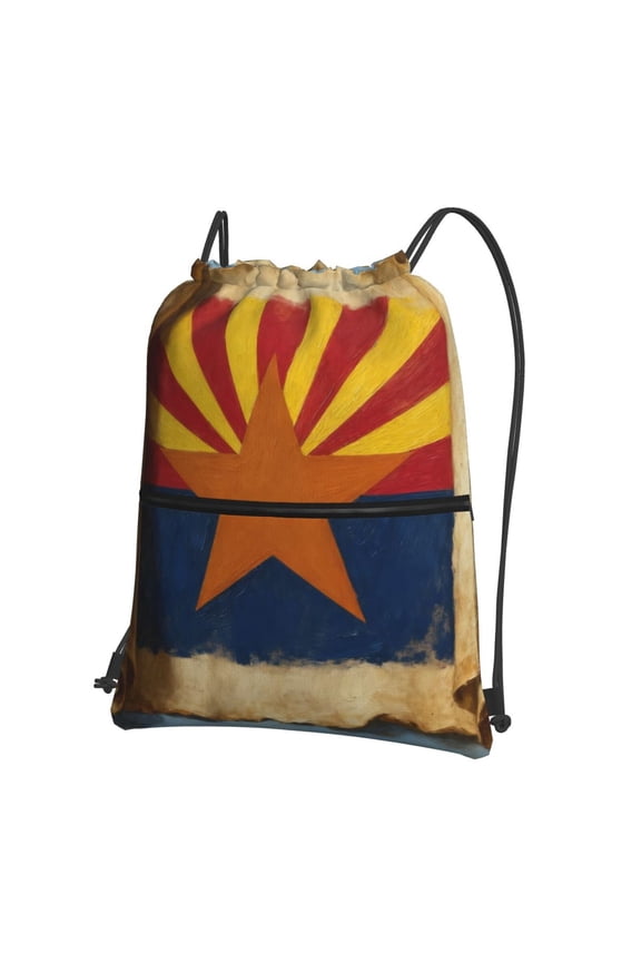 Men Women Arizona Flag Logo Sport Gym Water Resistant Sackpack Drawstring Backpack Bag