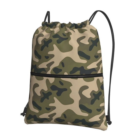 Men Women Army Camouflage Pattern Sport Gym Water Resistant Sackpack Drawstring Backpack Bag