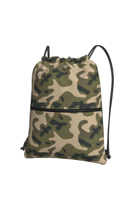 Men Women Army Camouflage Pattern Sport Gym Water Resistant Sackpack Drawstring Backpack Bag