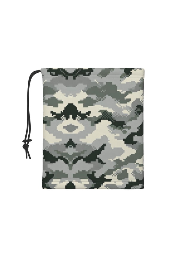 Men Women Army Digital Camouflage Neck Gaiter Winter Fleece Neck Scarf Thermal Face Scarf With Drawstring