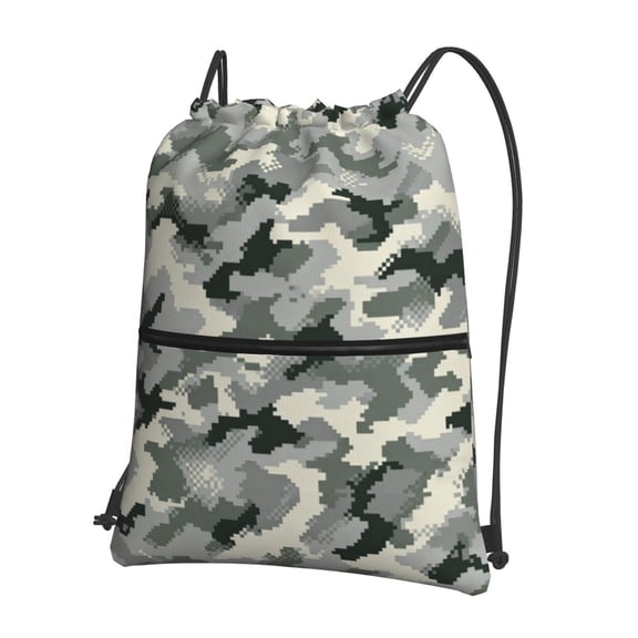 Men Women Army Digital Camouflage Sport Gym Water Resistant Sackpack Drawstring Backpack Bag