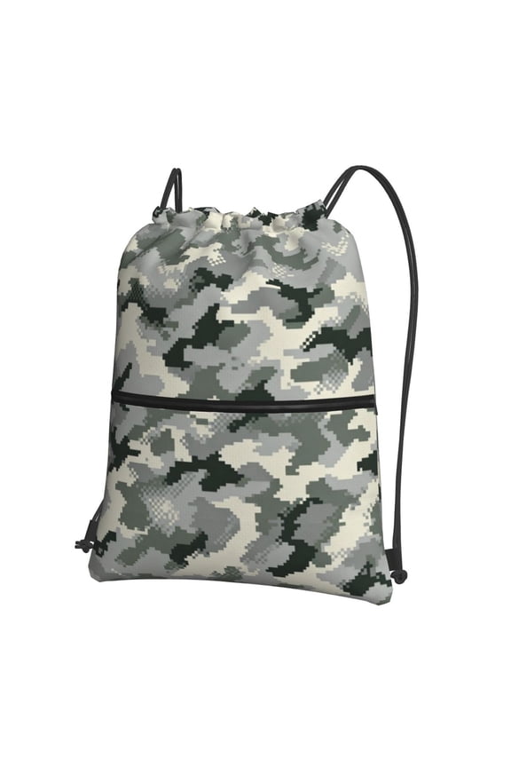 Men Women Army Digital Camouflage Sport Gym Water Resistant Sackpack Drawstring Backpack Bag