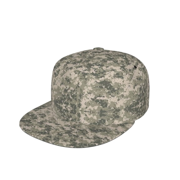 Men Women Army Pixel Camouflage Flat Bill Hip Hop Visor Snapback Hat Adjustable Baseball Cap