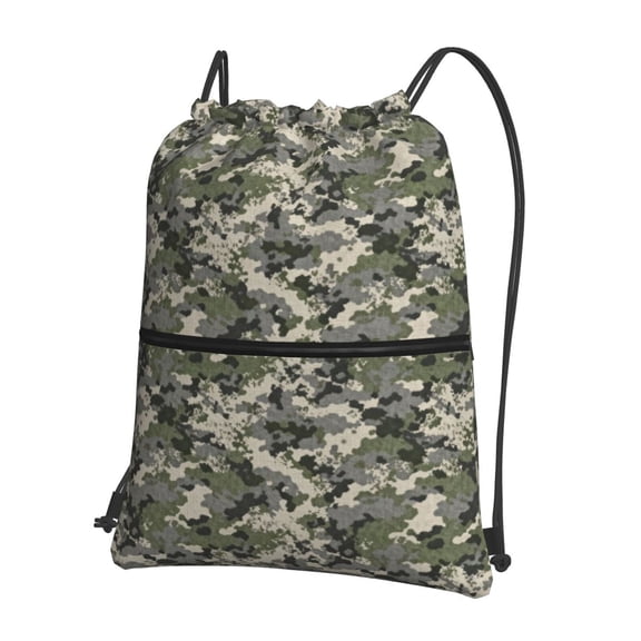 Men Women Army Pixel Camouflage Sport Gym Water Resistant Sackpack Drawstring Backpack Bag