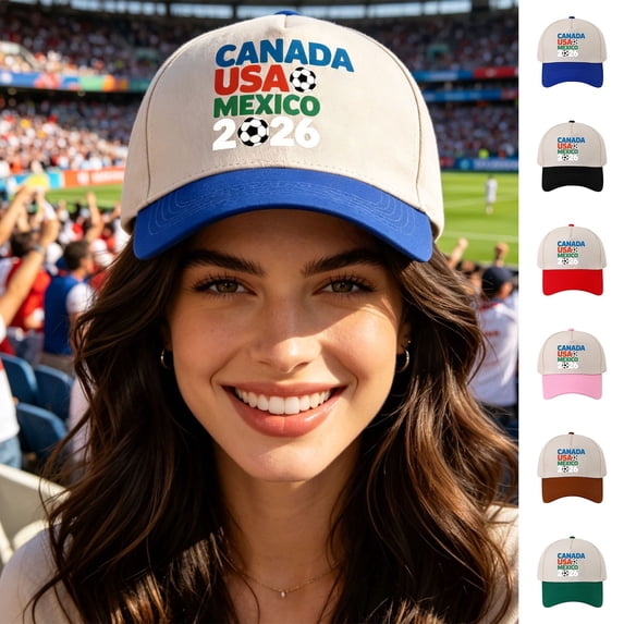 Men Women Baseball Cap BWASD Casual Adjustable Breathable Summer Sun Hat UV Protect Soccer Hat 2026 Gift Sport Canada, USA, Mexico Football Supporter (Blue)