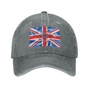 Men Women Baseball Cap Golf Dad Hat Retro Union-Jack Flag Vintage Washed Ball Cap Gray
