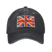 Men Women Baseball Cap Golf Dad Hat Union Jack Flag Vintage Washed Ball Cap Black
