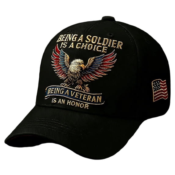 Men Women Baseball Cap, Veteran Pride Military Baseball Cap, Adjustable Eagle Printed Cap, Adjustable Patriotic Baseball Cap with Bald Eagle, Retro Washed Cap