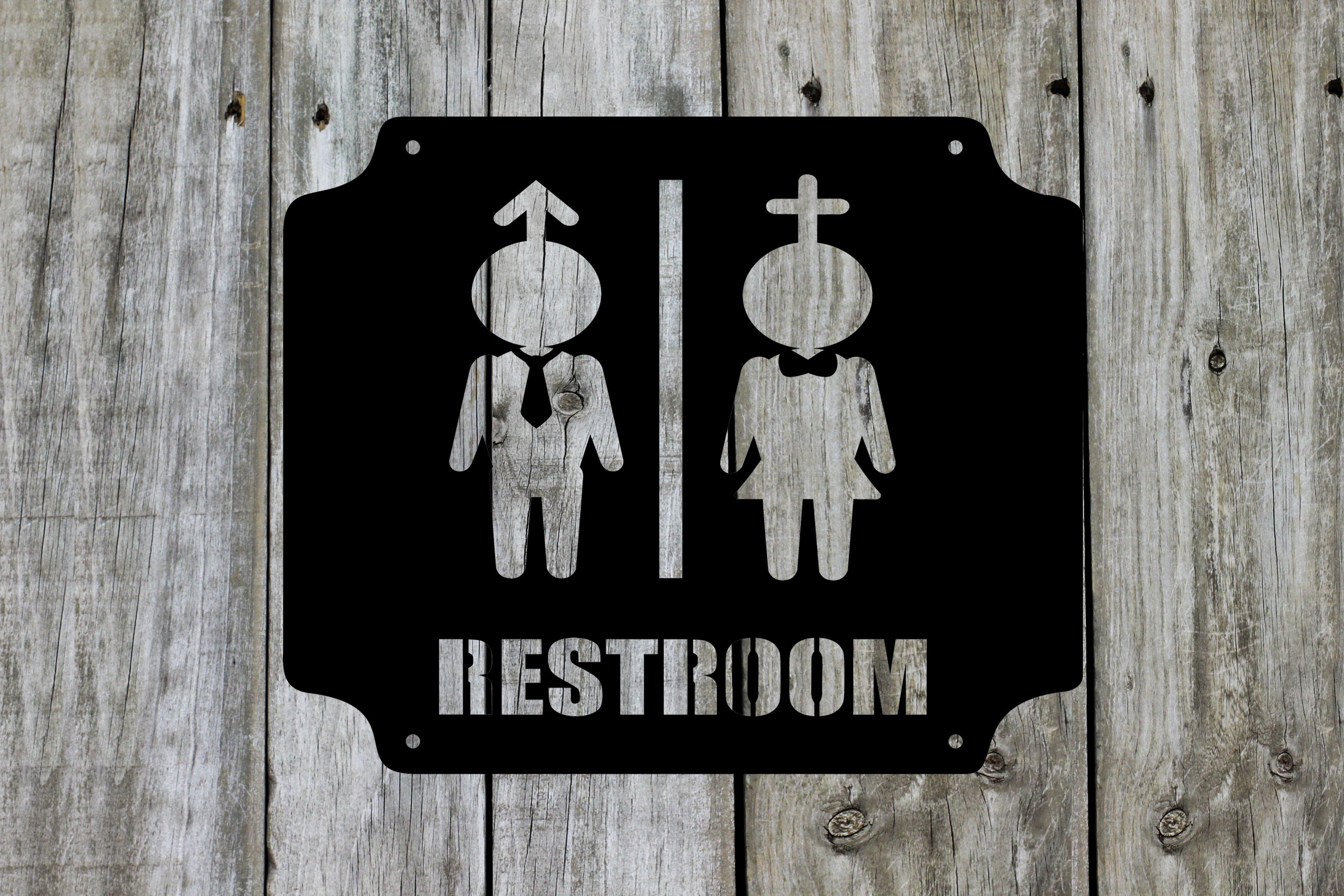 Men Women Bathroom Door Sign- Beautiful Solid Steel Decorative Accent ...