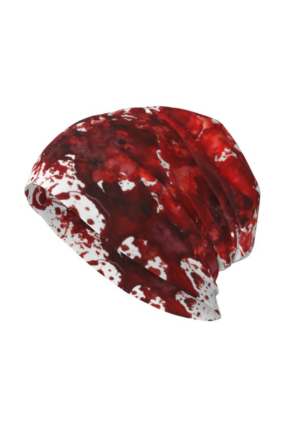 Men Women Beanie Skull Cap Blood-Splatter-Pattern Slouchy Beanie Hat For Outdoor Running Work