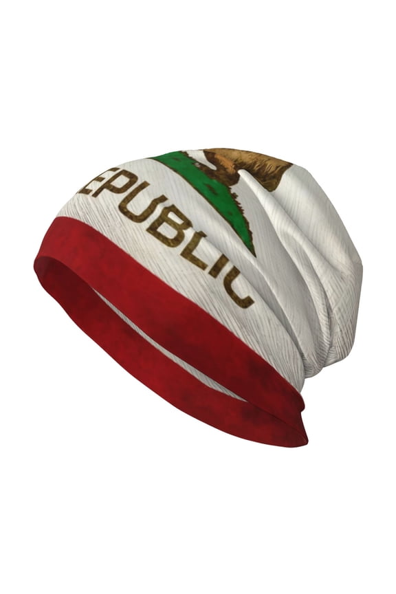 Men Women Beanie Skull Cap California Republic Flag Slouchy Beanie Hat For Outdoor Running Work