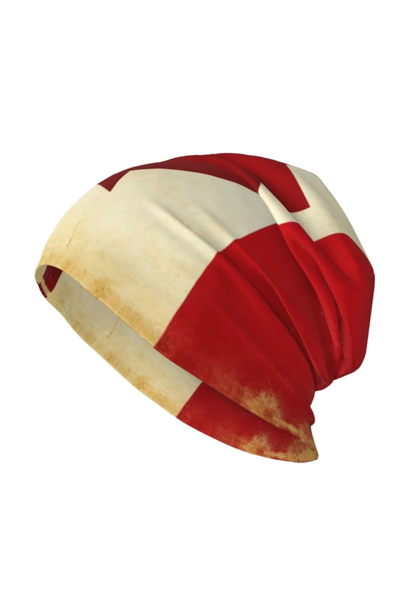 Men Women Beanie Skull Cap Canada Flag Print Slouchy Beanie Hat For Outdoor Running Work