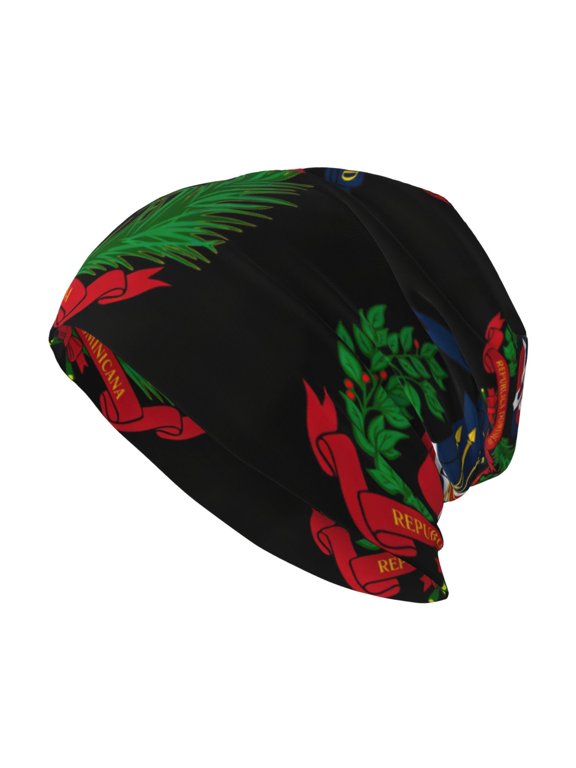 Men Women Beanie Skull Cap Coat Of Arms Of The Dominican Republic Slouchy Beanie Hat For Outdoor Running Work