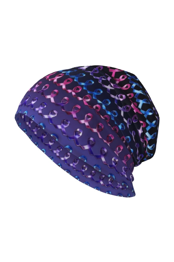 Men Women Beanie Skull Cap Colourful Ribbons Pattern Slouchy Beanie Hat For Outdoor Running Work