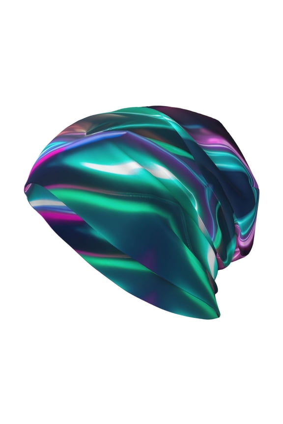 Men Women Beanie Skull Cap Holographic Slouchy Beanie Hat For Outdoor Running Work