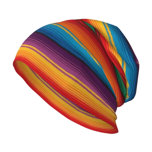 Men Women Beanie Skull Cap Mexican Sarape Pattern Slouchy Beanie Hat For Outdoor Running Work