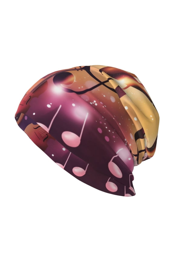 Men Women Beanie Skull Cap Music Note Piano Pattern Slouchy Beanie Hat For Outdoor Running Work