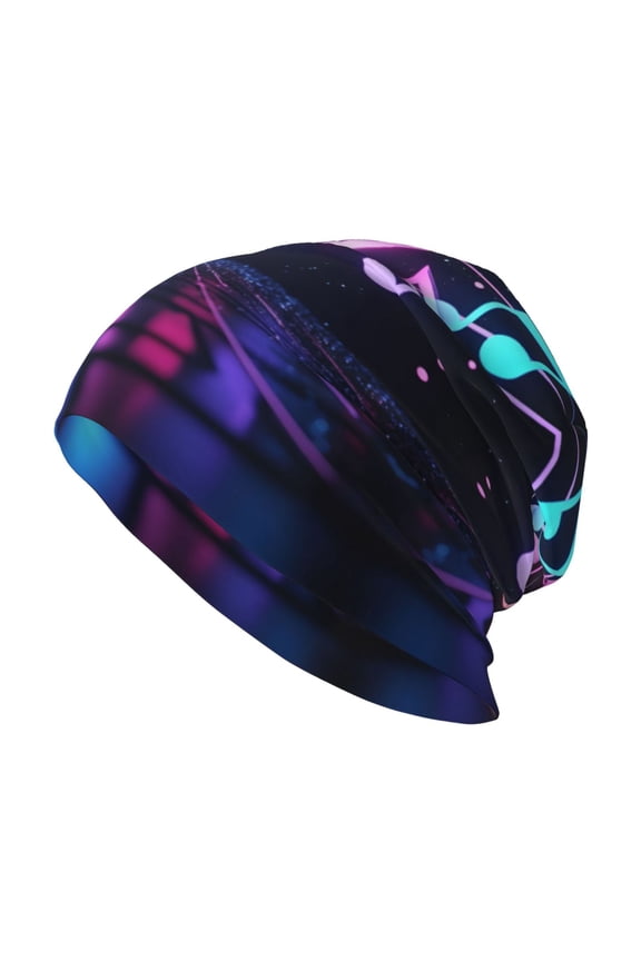Men Women Beanie Skull Cap Musical Note Pattern Slouchy Beanie Hat For Outdoor Running Work