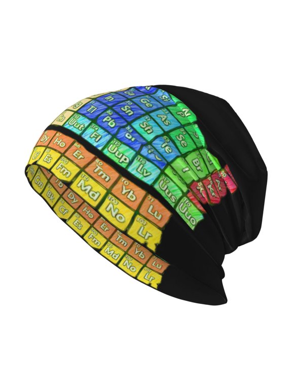 Men Women Beanie Skull Cap Periodic Table Of Elements Chemistry Slouchy Beanie Hat For Outdoor Running Work