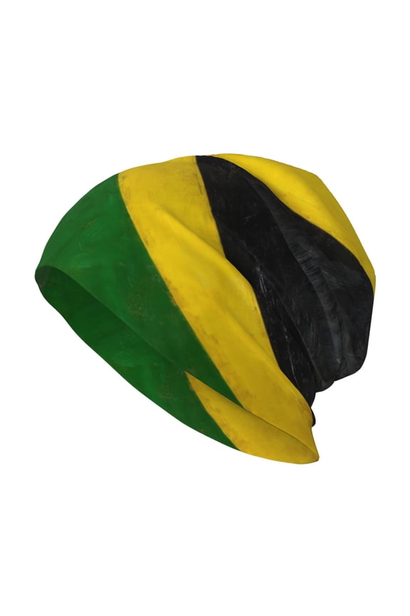 Men Women Beanie Skull Cap Retro Art Jamaican Flag Slouchy Beanie Hat For Outdoor Running Work