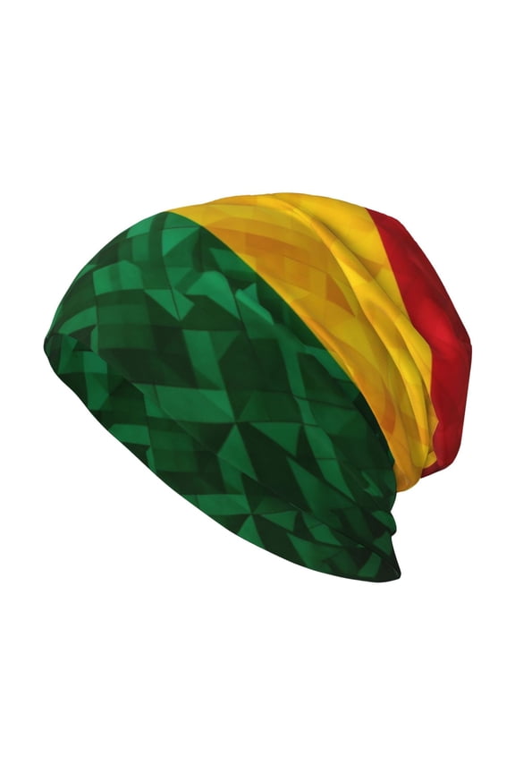 Men Women Beanie Skull Cap Retro Reggae-Rastafarian Flag Slouchy Beanie Hat For Outdoor Running Work
