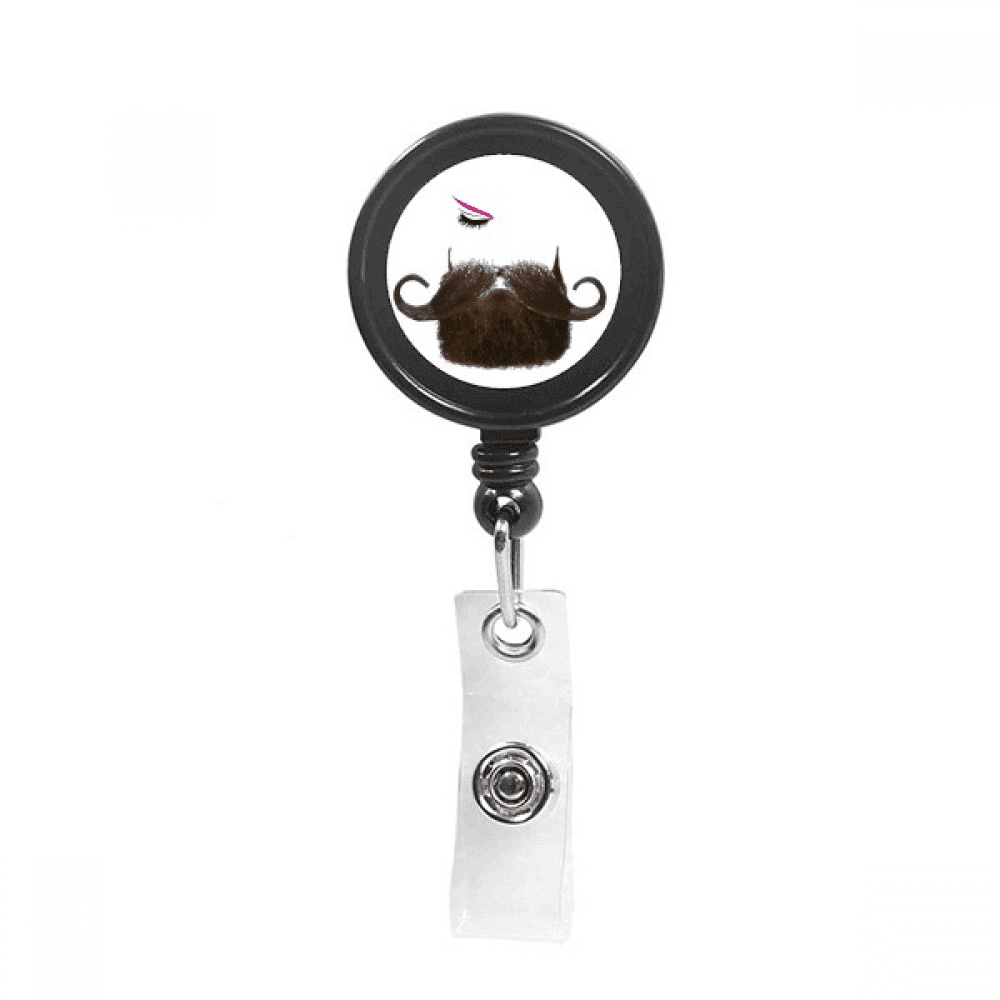 Men Women Beards Eyebrows Eyes Retractable Keychain Badge Holder ID Badge