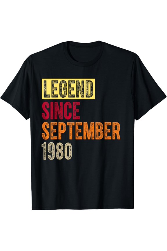 Men Women Birthday Retro Legend 1980 45th 45 Years Old Celebration T-Shirt, Size S-5XL