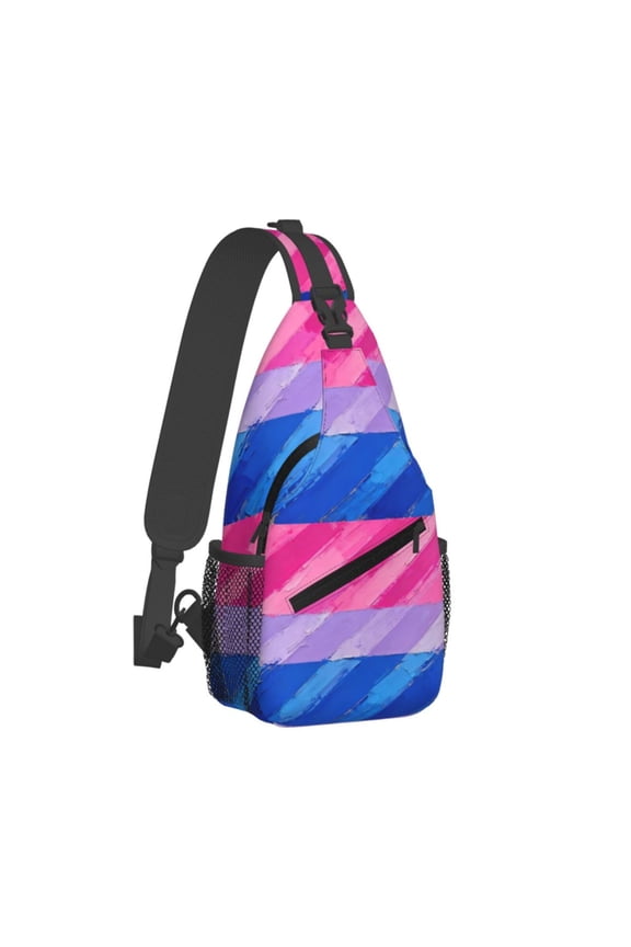Men Women Bisexual Pride Flag Sling Crossbody Chest Bag Backpack with Convertible Shoulder Strap