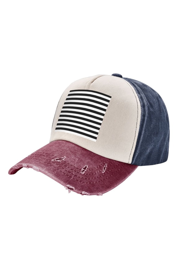 Men Women Black And White Stripe Baseball Cap Golf Dad Hat Adjustable Low Profile Cotton Hat